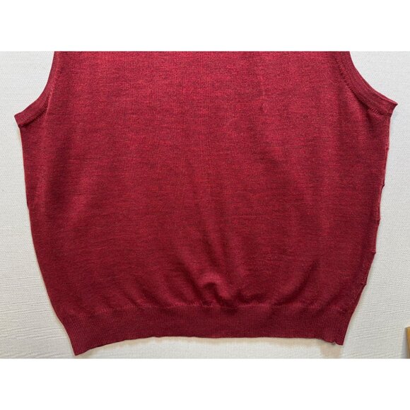 John Ashford Men's Extra Fine Merino Wool V Neck Sweater Vest Knit Sz L Burgundy - Picture 10 of 10